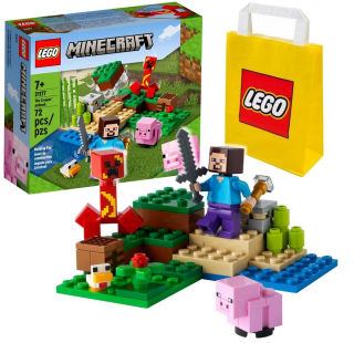 LEGO Minecraft 1669123 LEGO Minecraft Creeper Ambush + LEGO papierová taška 6315786 Žltá 24x8x18 cm